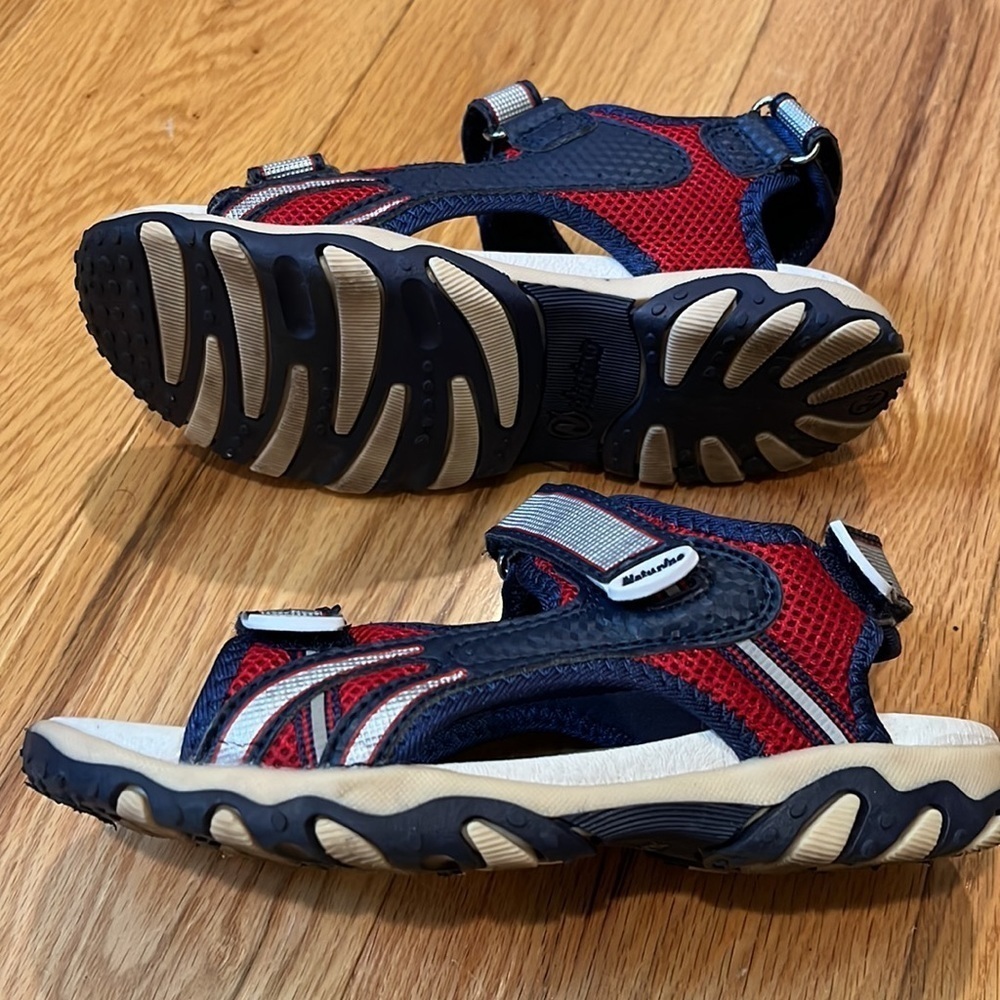 Naturino boys red & navy fabric sandals Sz 3 - Picture 5 of 14